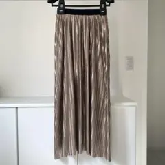 【美品】オズモーシス　プリーツスカート　ゴールドのサムネイル