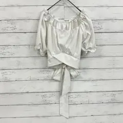 完売級 レディース ブラウス ホワイト パフ袖 春夏 韓国風 リボン ✨