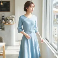 ジャスグリッティー　ワンピース　ブルー　レース　ロング　花柄　上品