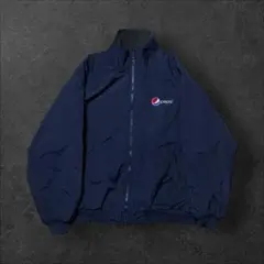 有名企業ロゴ刺繍pepsiネイビーウォームアップジャケットナイロンフリースXL