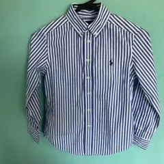 RALPH LAUREN 青白ストライプ 長袖シャツ 8Y