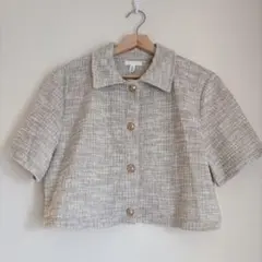 【美品】 H&M 半袖　ジャケット　M ショート丈　シャツ　ブラウス　ツイード