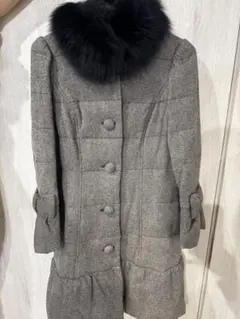 BALMAIN 極美品 本毛皮 フォックス カシミヤ 羊革 レアデザインコート 