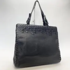 【美品】ボッテガヴェネタ トートバッグ イントレチャート レザー ブラック