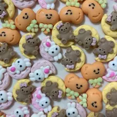 ⑥【50個B品】 デコパーツ　くま　うさぎ　ハート　ハンドメイドパーツ　デコ