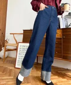 moment+ ロールアップデニムパンツ L