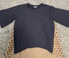 ペアマノン　ドット柄切り替えTシャツ 140cm