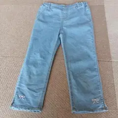 リボン付きバックポケットのデニムパンツ 130
