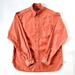 90s GAP 長袖ボタンダウンシャツ 紺タグ サーモンピンク XS