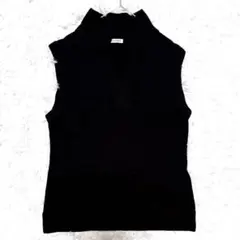 レミオレ ハイネック ノースリーブ ニットベスト（M）ブラック 伸縮性 ウール混