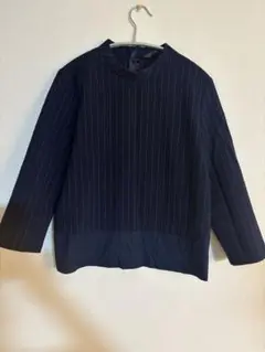 ZARA TRAFALUC ネイビー ストライプ 7.8分袖シャツ