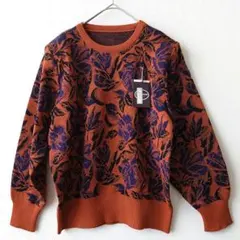 難あり　未着用　日本製　セーター　昭和レトロ ビンテージ　オレンジ　紫　M