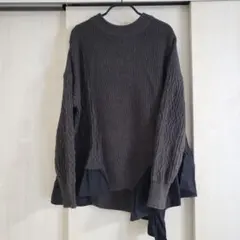 anana ダークグレー ニット フリル付き 長袖　フリー
