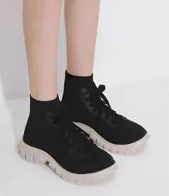 CHARLES & KEITH ニットソックスハイトップスニーカー