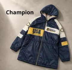 Champion チャンピオン ボア ベンチコート L USAロゴ 紺　防寒着のサムネイル
