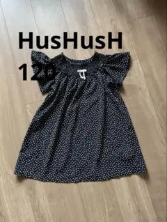 【HusHusH】120cm ドット柄 半袖ワンピース スモッキング 130cm