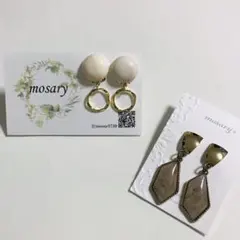 【アンティーク風セット】マーブル模様2点セット*ピアス/イヤリング