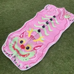 チベタンタイガー風カーペットラグマットトラ虎ピンク龍舞風中国舞踊風