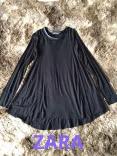 ZARA 黒 長袖 Aラインチュニック　サイズS