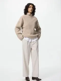 ユニクロ　タックワイドパンツ M 30ナチュラル