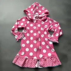 訳あり　ピンク　水玉　フード付き　ラッシュガード　80 女の子　長袖