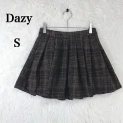 【Dazy】チェック柄 プリーツ ミニ S ブラウン系 秋冬 インナーパンツ付き