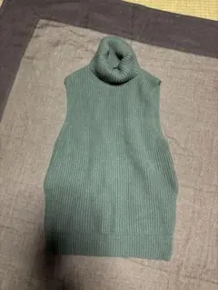 ユニクロ　リブ編み グリーン ノースリーブセーター XL