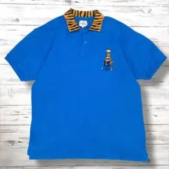 Castelbajac ポロシャツ 刺繍ロゴ 青 ブルー L 1154