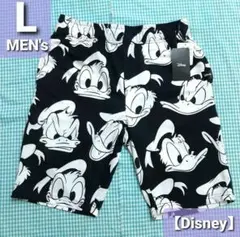 【Disney】ドナルド フェイス柄 ハーフパンツ■メンズL■ディズニーのサムネイル