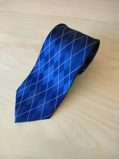 상태좋음 TAKEO KIKUCHI ネクタイ ネイビー ダイヤ柄 ハンドメイド