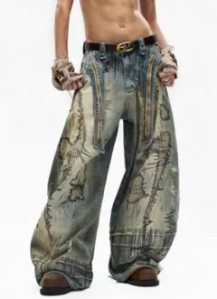 DIESEL 最新級25SS グレン期 ビスコース素材トロンプルイユパンツ