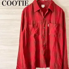COOTIE 開襟シャツ オンブレ チェック ネルシャツ　赤 黒
