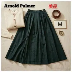 Arnold Palmer グリーン チェック マキシ丈フレアロングスカート 2
