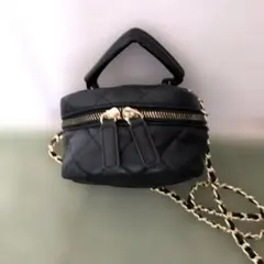 ブラック キルティング ミニショルダーバッグ