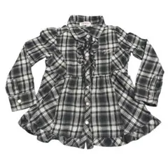 メゾピアノ　チェック柄フリル長袖シャツ　ブラック　y2k 平成女児　平成レトロ