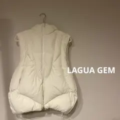 LAGUA GEM ホワイト フード付き キルティングベスト