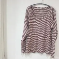 esmara 長袖Tシャツ【L】ボーダー 紫 春服 秋服