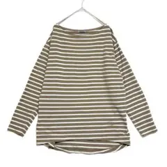 ニコアンド　ボートネック ボーダーカットソー　ベージュ　4 / L