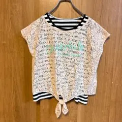美品 Papel lapiz キッズ カットソー レイヤード ピンク Sのサムネイル