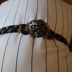 5358) 組紐ベルト 金属装飾ダークネイビー？黒？