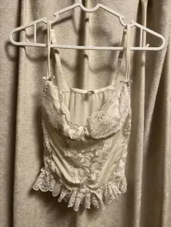 アイボリー レース フリル ビスチェ