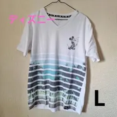 ディズニー ミッキーマウス Tシャツ Lサイズ ホワイト　美品　レディース