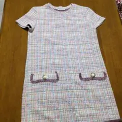 ZARA TRAFALUC 半袖チェック柄チュニック/ワンピース【M】