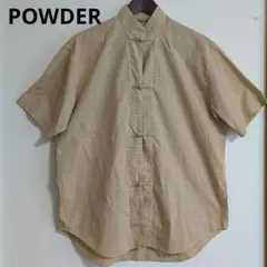 POWDER パウダー チャイナボタン ブロックチェック 半袖シャツ カンフーのサムネイル