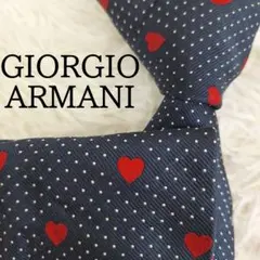 美品◎Giorgio Armani アルマーニ ネクタイ ハート ドット 紺色