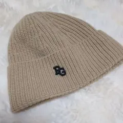 PEARLY GATES PGロゴ ベージュニット帽　カシミヤ100%