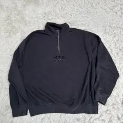 GAP ギャップ ハーフジップ スウェット ロゴ刺繍 ブラック L 裏起毛のサムネイル