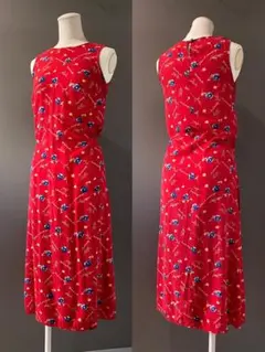 ✶ SALE 古着 アンティーク ビンテージ 90s 花柄 袖無 ワンピース