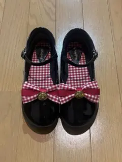 リボン付き黒フォーマルシューズ 女の子21cm