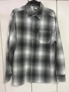 CALTOP オンブレチェック 長袖シャツ グレー Sサイズ